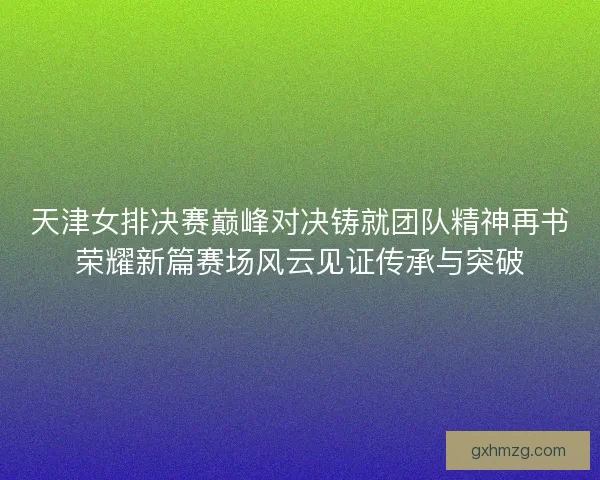 天津女排决赛巅峰对决铸就团队精神再书荣耀新篇赛场风云见证传承与突破