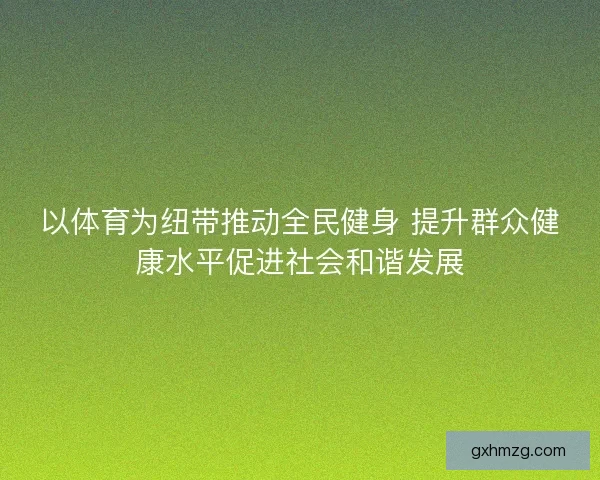 以体育为纽带推动全民健身 提升群众健康水平促进社会和谐发展