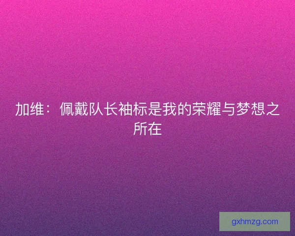 加维：佩戴队长袖标是我的荣耀与梦想之所在